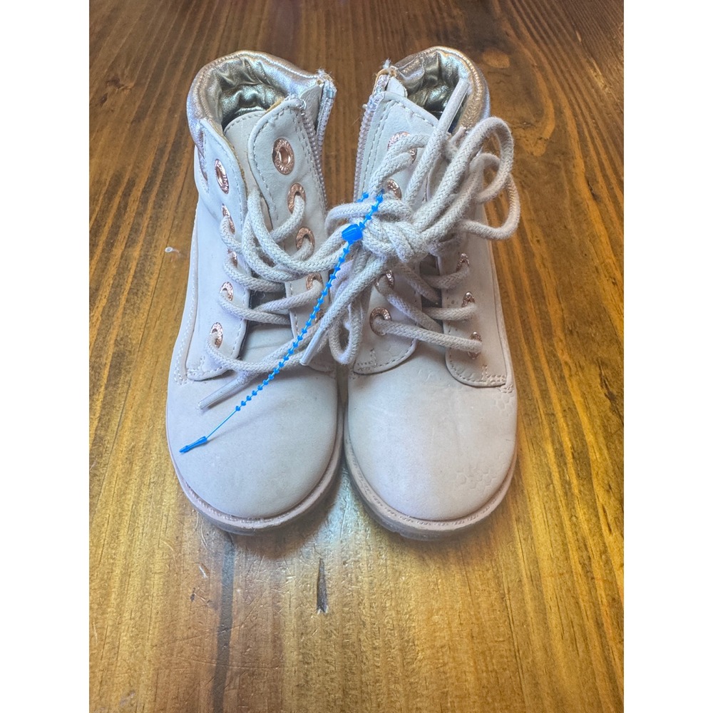 Nautica Zabra Toddler Girls Blush Pink Gold Metallic Combat Boots Size 7